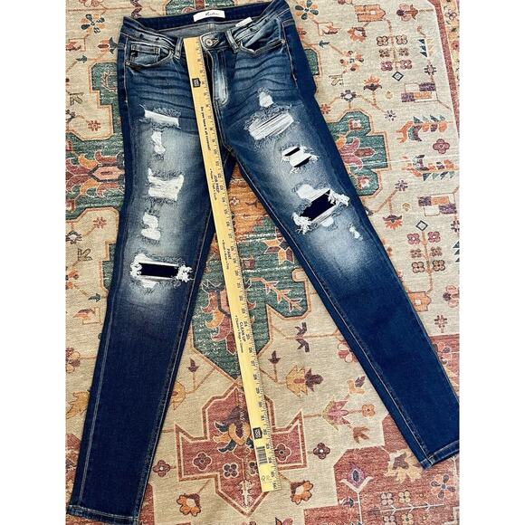 KanCan Skinny Jeans 7/27 Distressed Ripped Mid Rise Style KC8573M - Picture 3 of 8